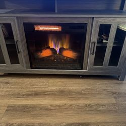 Tv Stand With Fire Wood And Remote 