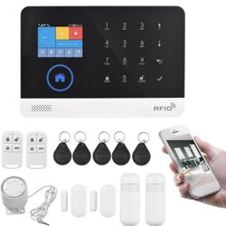 WiFi GSM Wireless Home System Door Alarm System Phone Tuya APP Alert with 2 * Remote Controls + 2 * Door/Window Sensor + 2 * PIR Motion Detector + 1 *