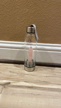 Clear Pink Quartz Crystal Water Bottle