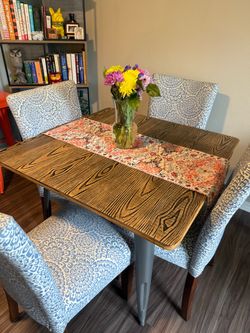 36” Square Dining Table + 4 Parsons Chairs