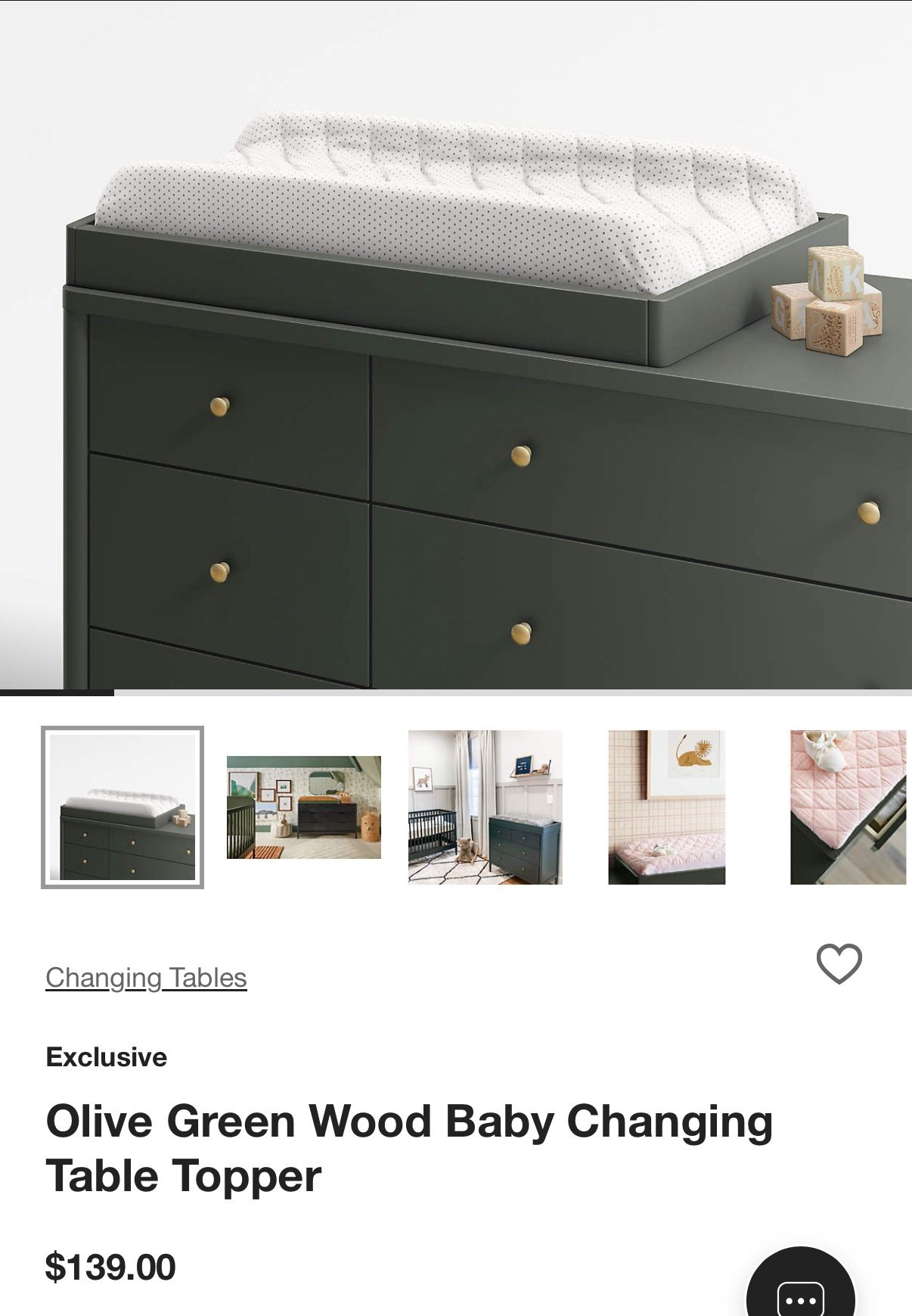 Crate And Barrel Dresser Changing Table With Pad