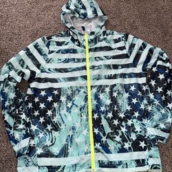 Nwot  Divided H&M Flag Festival rain Jacket With Hood Sz 
