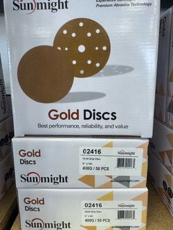 Sunmight Gold Grip Sanding Discs 6” 400 Grit – 50 Pack (New)