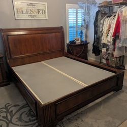 Cal King Sleigh Bed Frame and Box Springs 