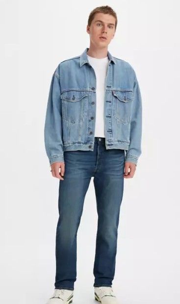 Levi's Men's 501 Dark Wash Button Fly Stretch Jeans - 35/32