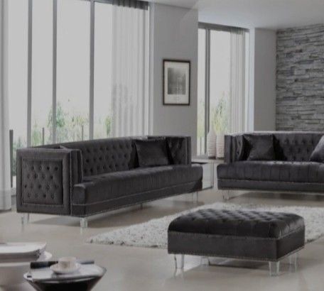 📣3-6 DAYS DELİVERY📣👉 ♥️$39 down payment🎈- Lucas Velvet Gray Living Room Set