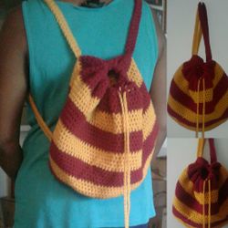 MTO Crochet Harry Potter Gryffindor Drawstring Backpack