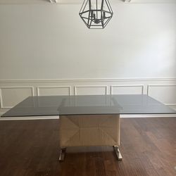 USED CB2 Black Glass Dining Table  