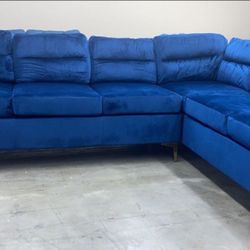 Vogue Blue Velvet Sectional Happy Homes /couch 