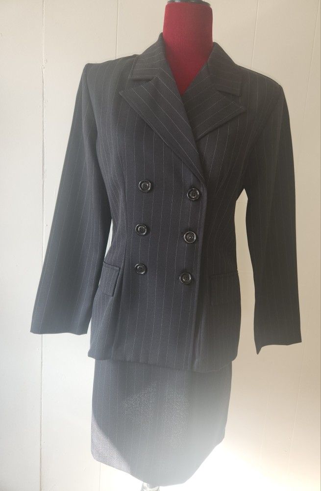 Vintage Pinstripe Skirt Suit Set
