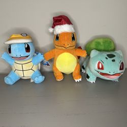 Pokémon Kanto Starters Plush Set - Summer & Christmas Theme