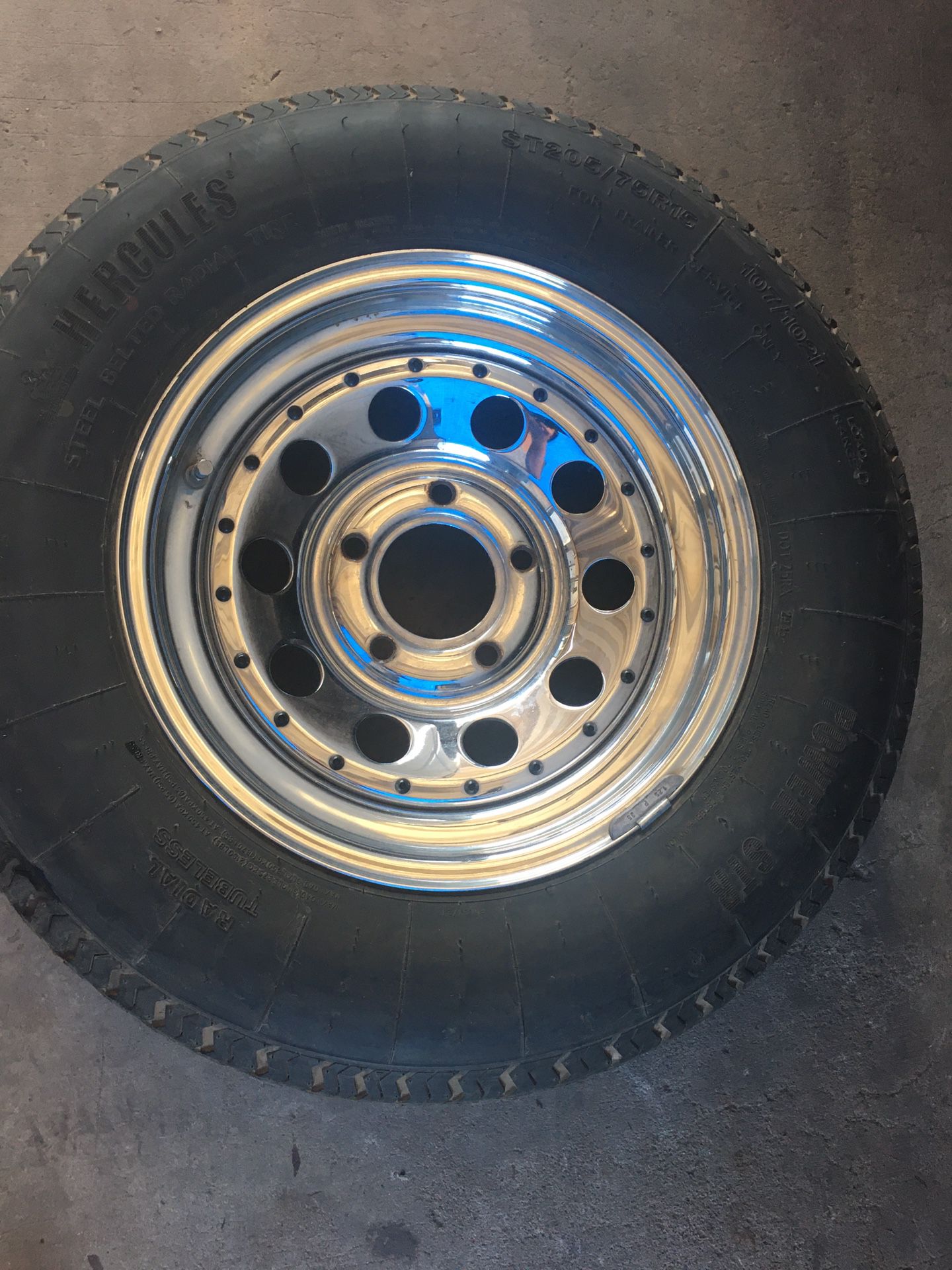 Rim and tire for trailer