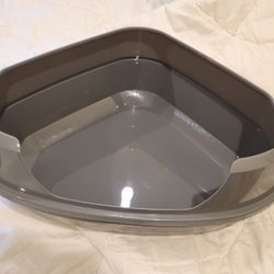 Frisco Corner Sifting Cat Litter Box with Rim Large 21 in Dark Gray