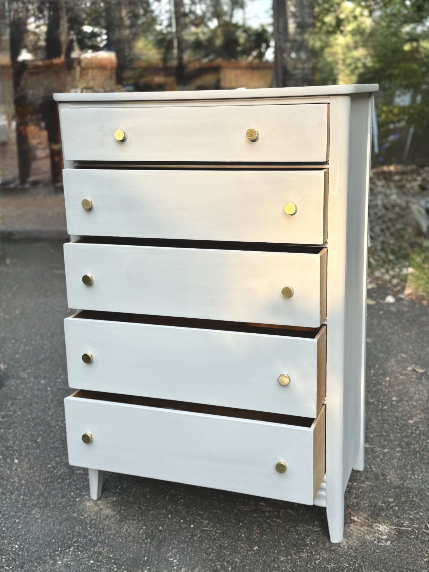 Newly Refinished Tall 5 Drawer Dresser