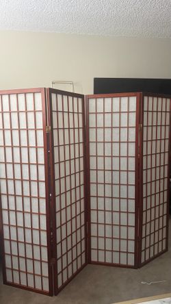 4 panel wood room divider Japanese