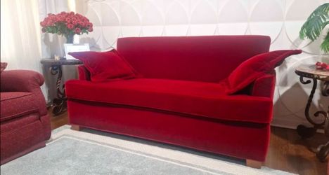 Red Sofa and tables