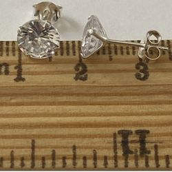 925 Silver 7mm post stud earrings cz cubic zirconia stone stunning