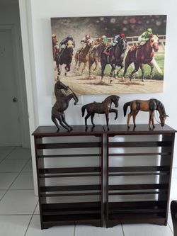 Shoe racks and miniature horse set with horse painting