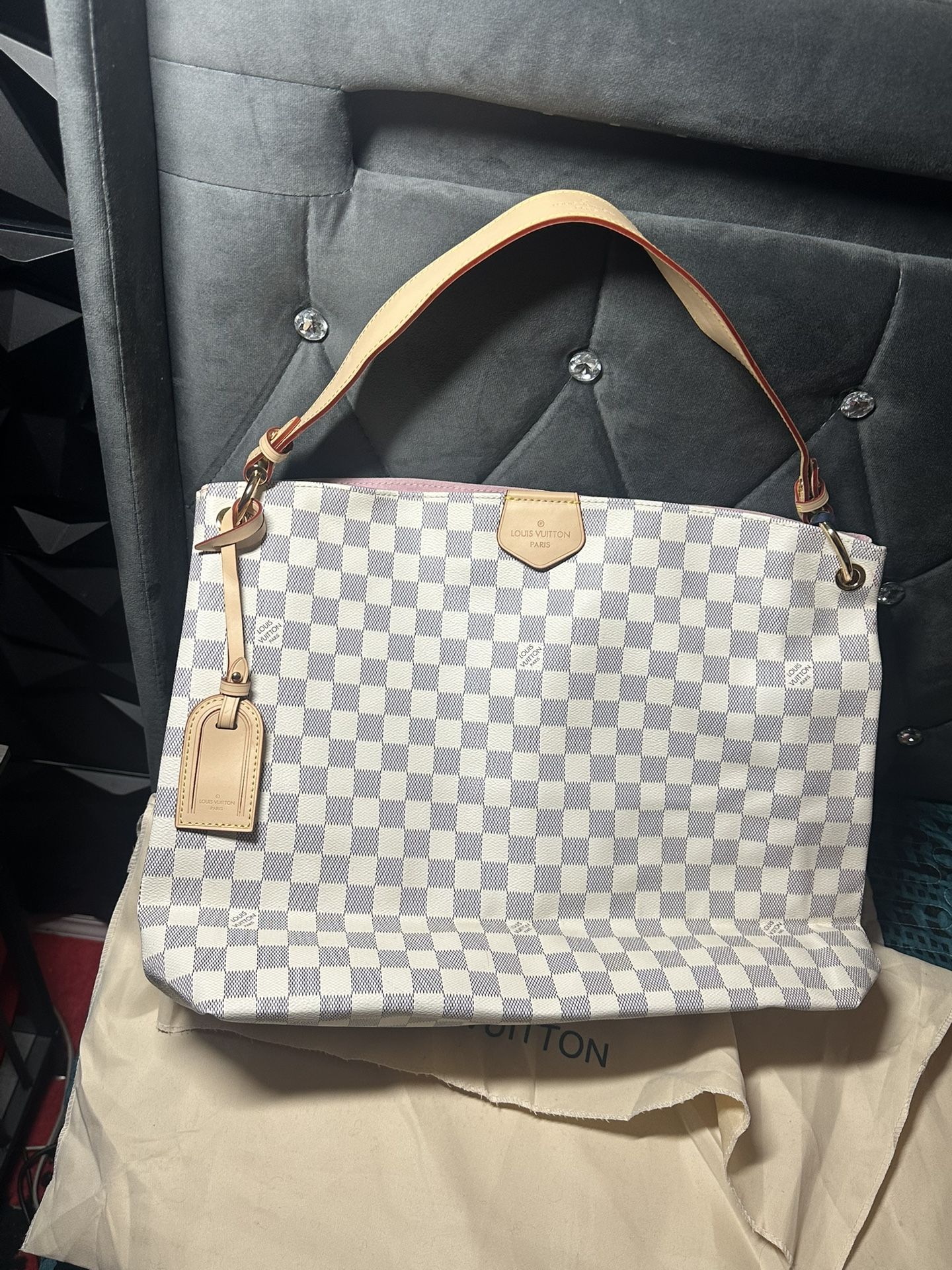 LOUIS VUITTON Damier Azur Graceful PM Rose Ballerine