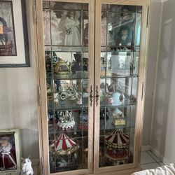 China Cabinet - Light Wood/ Glass Shelves