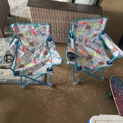 2 Folding Camping Kids Chairs