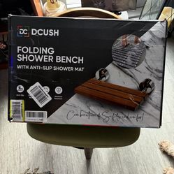 DCUSH Folding Shower Bench with Anti-Slip Mat — Wall Mount / Foldable
