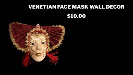 Venetian Red & Gold Face Mask Wall Decor