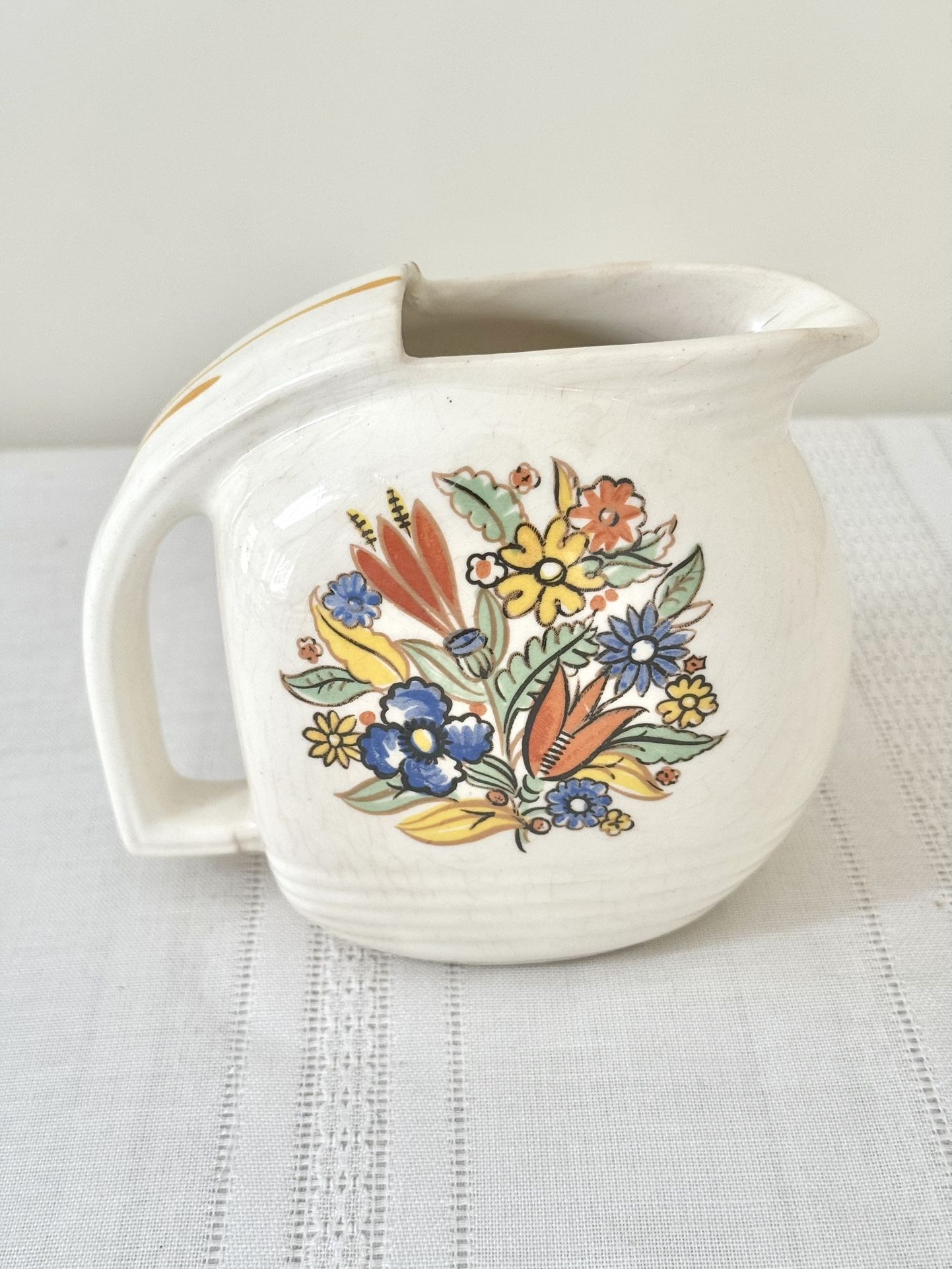 Vtg Jiffy Ware Art Deco Floral Mini Pitcher NO LID – Union Made in Sebring, Ohio