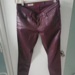 Red Faux Leather Leggings