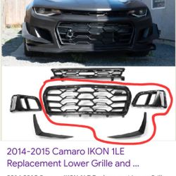 2014-2015 Camaro IKON 1LE Or ZL1 Replacement Lower Grille And Accessories Kit. These Are Replacement Parts For The 1LE Or ZL1-style Front Bumper Cover