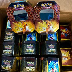 28x Hidden Fates Pokemon TCG Raichu Tins Empty (No Cards) Bulk