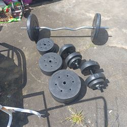 Curl Bar With 50lb Weight