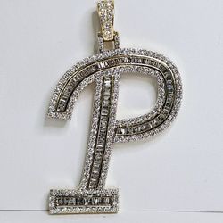 Gold Diamond "P" Pendant 