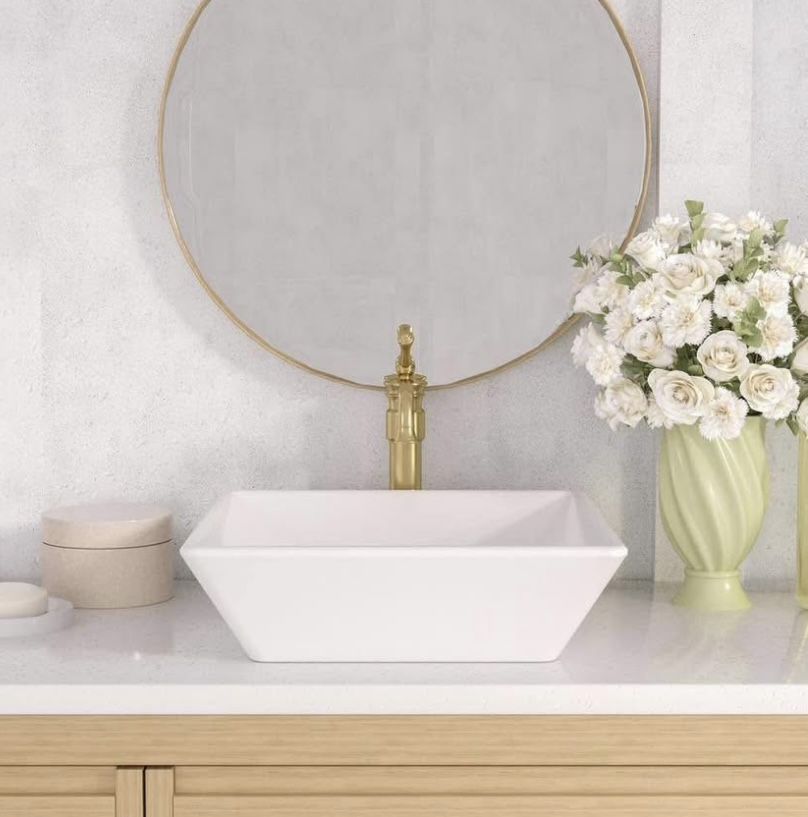 Classic Ceramic Square Vessel Sink in White