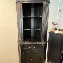 Black Corner Cabinet & Cabinet With Shelves