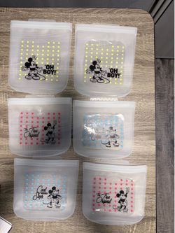 6 Mickey Mouse Pyrex Reusable Silicone Storage Bags – Disney