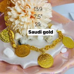21k REAL SOLID PAWNABLE SAUDI GOLD BRACELET