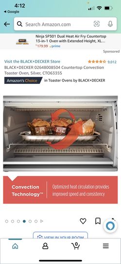 BLACK+DECKER Countertop Convection Toaster Oven, Silver, CTO6335S