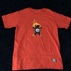 Grizzly Griptape T Shirt Men Small Red Flame Bear Graphic Short Sleeves NWOT