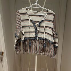 Striped Boho Top with Tassels