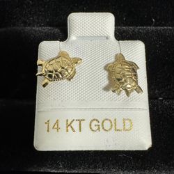 14 K Yellow Gold Baby Turtles 🐢 Stud Earrings 