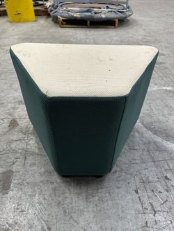 Whimsy Trapeziod Ottoman by National (White/Blue)