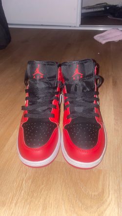 Nike Air Jordan 1 Mid Red Black Sneakers the size is 61