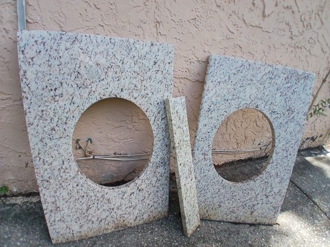 2 Granite Bathroom Counter Tops 50/3/8. Also I have this Granite With Back Spash You Can Trim To Fit For Whatever.