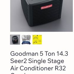 Goodman GLXS3B Series 5 Ton - 13.4 SEER2- Single-Stage Air Conditioner -R-32 - 208/230V