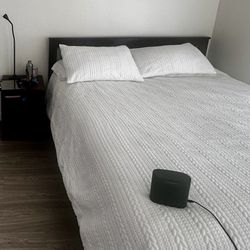 Queen brown bed frame and night stand