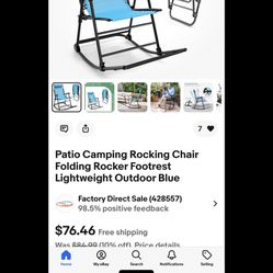 Folding Turquoise Rocking Chair