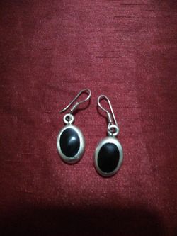 SILVER 925 STERLING EARRINGS WITH ONYX
