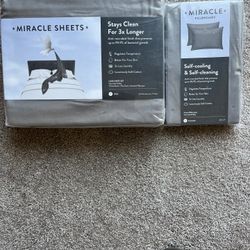NEW Twin-Size Miracle Sheets Grey Anti-microbial Luxe Set