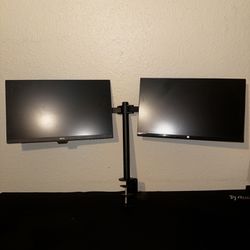 BenQ And HP Dual Monitors With Stand
